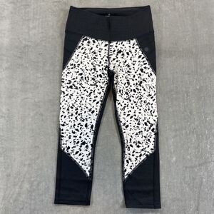 Athleta Women Small Leopard Cheetah Black White Legging Capri Crop Pant‎